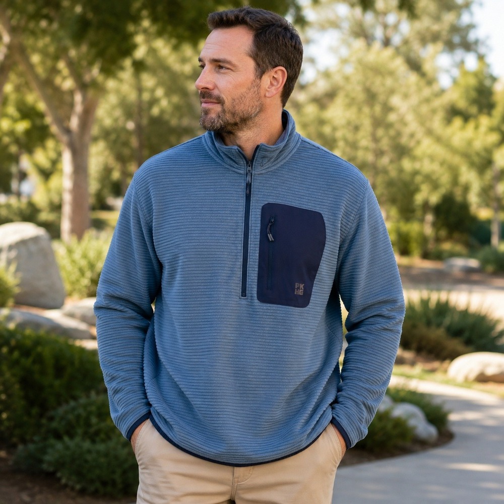 Alaskan Hardgear Duluth Trading Co 2XL Blue Ribbed Quarter Zip Pullover 90767